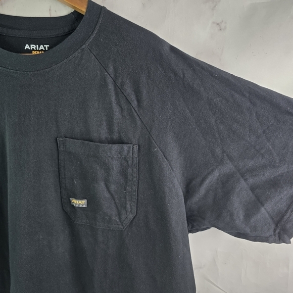 Ariat T Shirt Mens XL Black Rebar Pocket Tee Short Sleeve Heavyweight Crew Neck - Picture 9 of 10